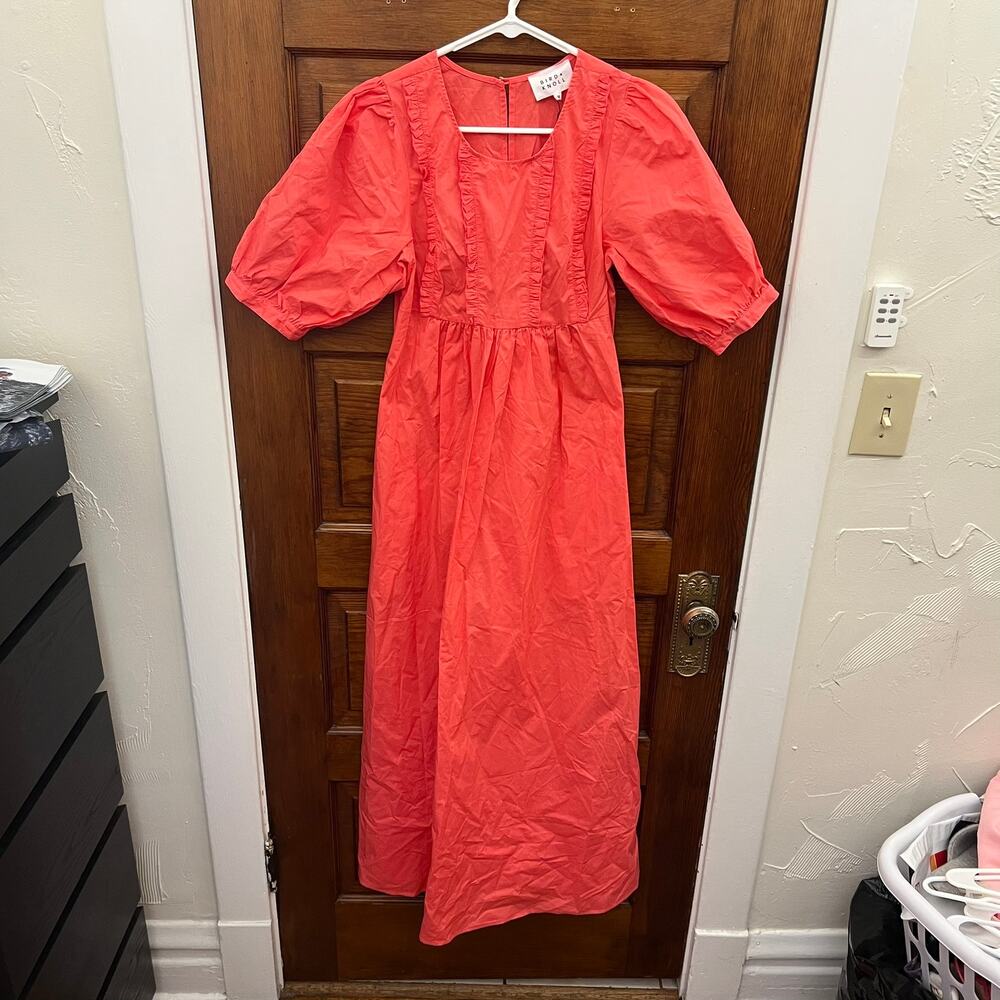 Bird & Knoll Rosalie Dress in Watermelon red/pink Size XS NWT's $470 Women's
